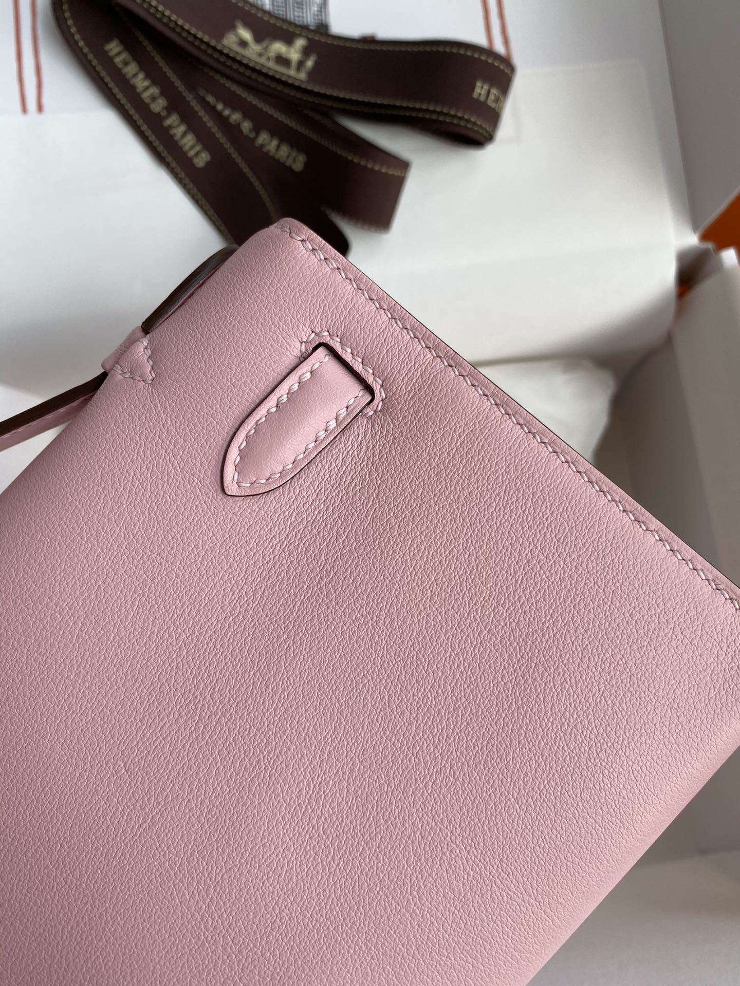 Hermes Mini Kelly Pochette 22cm Bag In Pink Swift Leather